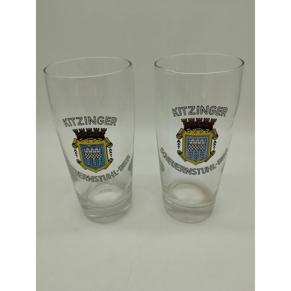 Set Of 2 Kitzinger Scheuernstuhl-Bier Beer Glasses Bar Ware 5.75 Inches Tall